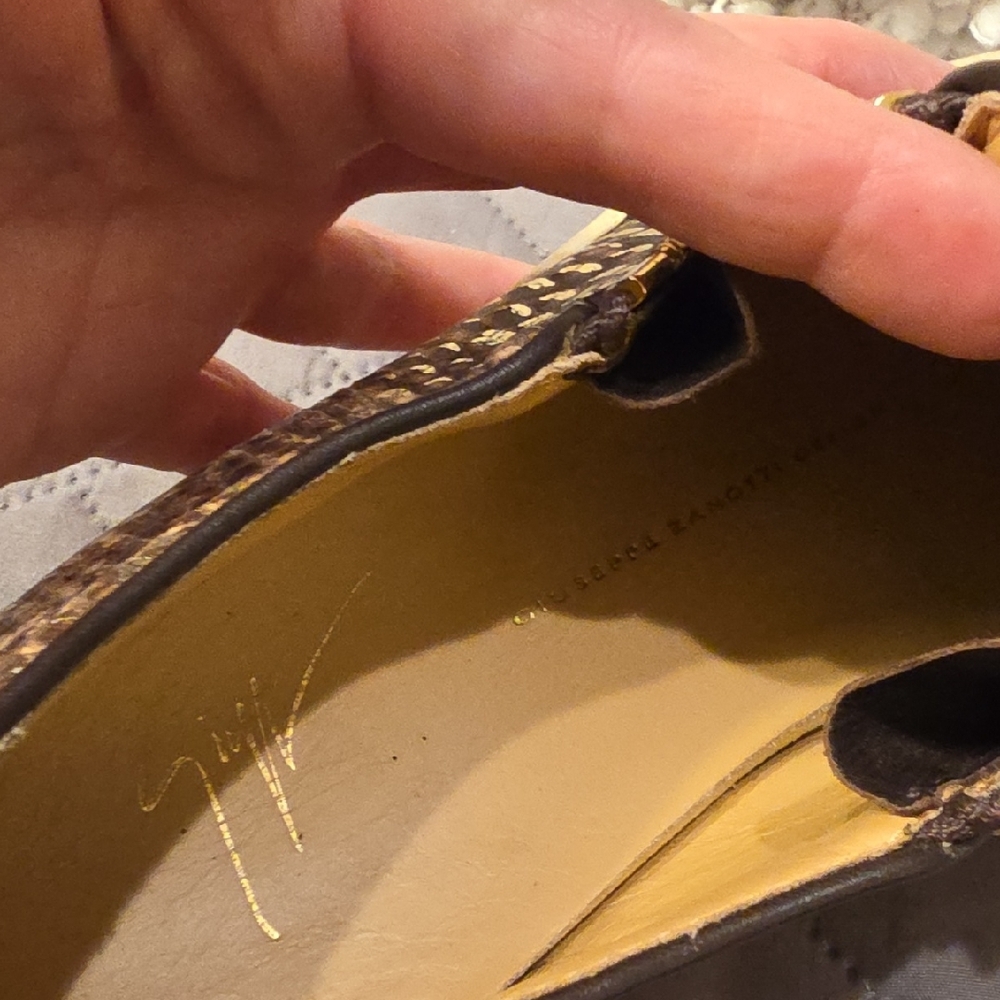 Giuseppe Zanotti Design  Brown and Cream Snakeskin Textured Sneakers - Picture 14 of 16